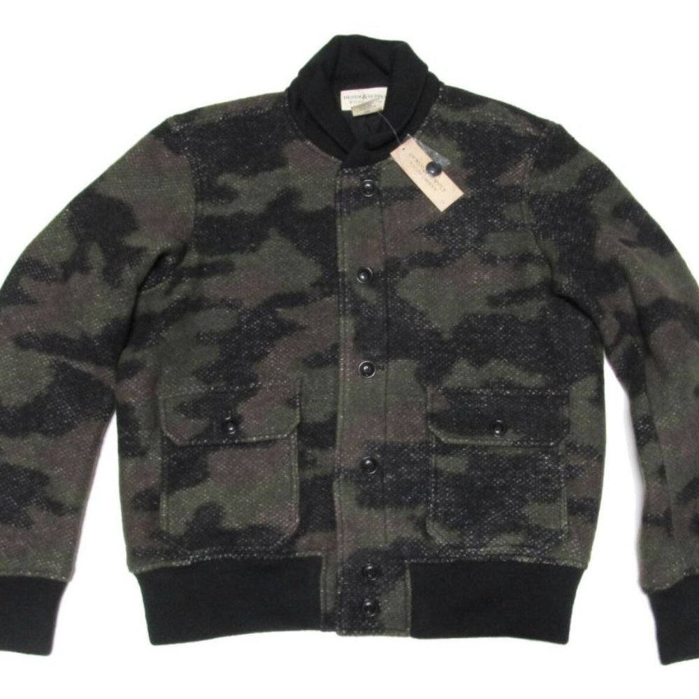 Polo Ralph Lauren Denim & Supply Mens Camo Camouflage Wool Bomber Jacket
